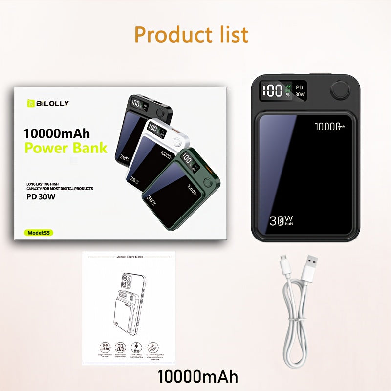 Magnetic Wireless Charging Power Bank, 6000/10000/150000mAh Battery Pack, 30W Fast Charging Power Bank, 15W Fast Wireless Charging, USB+C Port Dual Output External Battery Pack, for iPhone 17/16/15/14/13/12/11 Pro Max Air And Other Android Phones