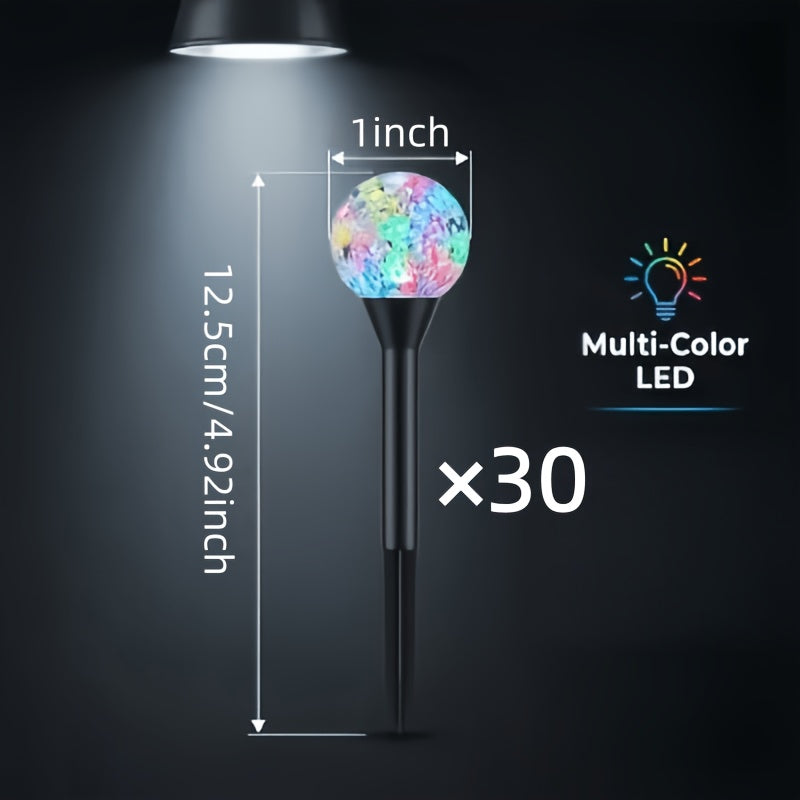 [Holiday Gifts] 30pcs Solar Outdoor Ground Plug Lights, Crystal Bubble Ball Lights, Smart LED Lights, Yard Lights, Garden Lights, Summer Camping Lights, Fairy String Lights, Dustproof &, 8 Lighting Modes, for Birthday Parties, Holiday Gifts, Independence
