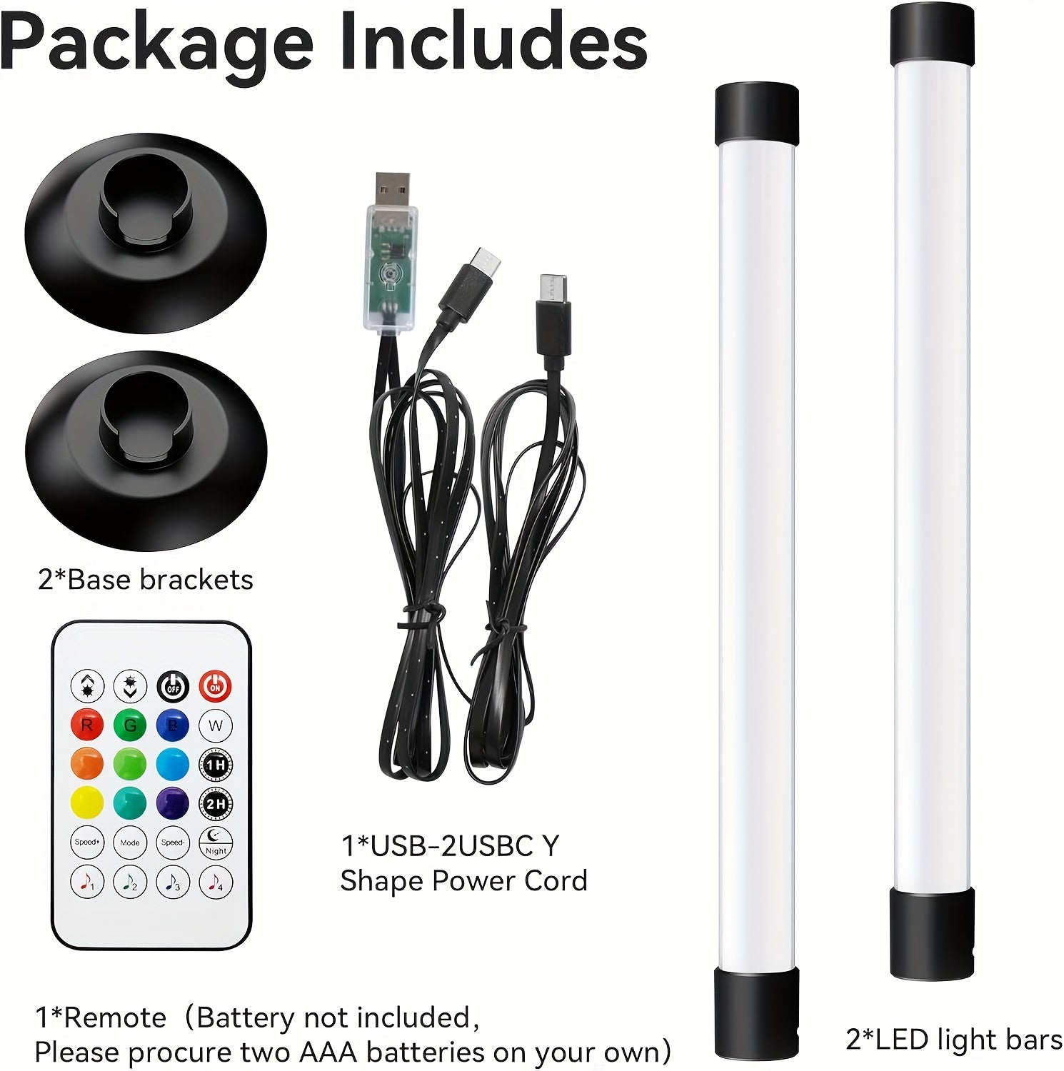 2pcs RGB IC LED Light Strip Set - 16 Million Colors, 8 Dynamic Modes, Music Sync & App Control with /-like Smart Hub-Free Operation, USB- RGB Lights for TV Backlight, Gaming, RGB PC/Laptop/Desktop Decoration