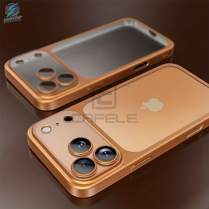 Phone Case: Luxury Matte Transparent Wireless Charging Phone Case for iPhone 12/13/14/15/16/17 Air Pro Max with Shockproof Lens Film and Clear Back Cover