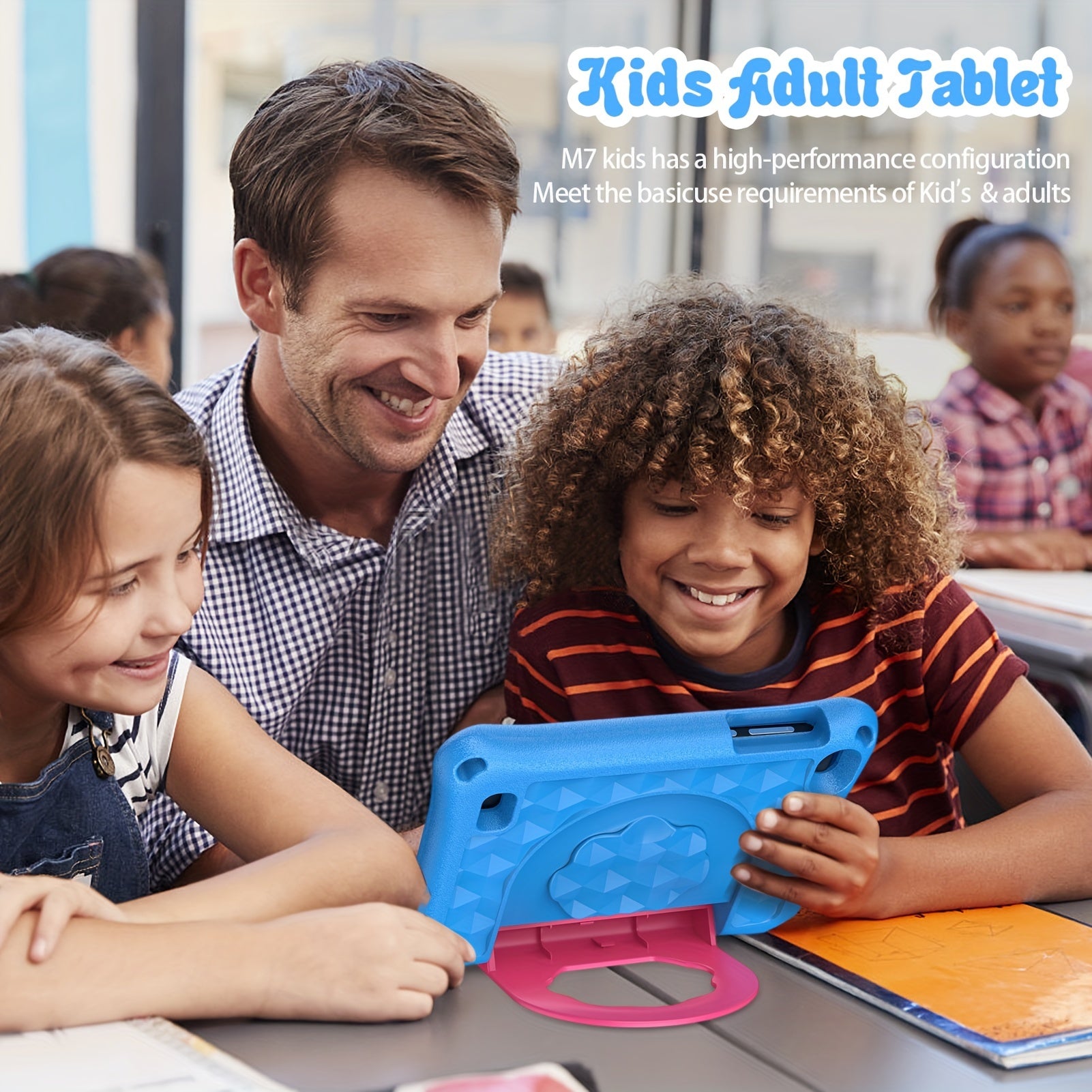 [Android 13, Portable] PRITOM Android 13 Kids Tablet Portable 7-Inch with Silicone Case, 4GB (2GB+2GB Expansion) RAM, 32GB ROM, Supports 1TB Expansion, Dual Wifi, Education, Parental Control, Tablet with Silicone Case, Quad-Core Processor, HD IPS Screen,