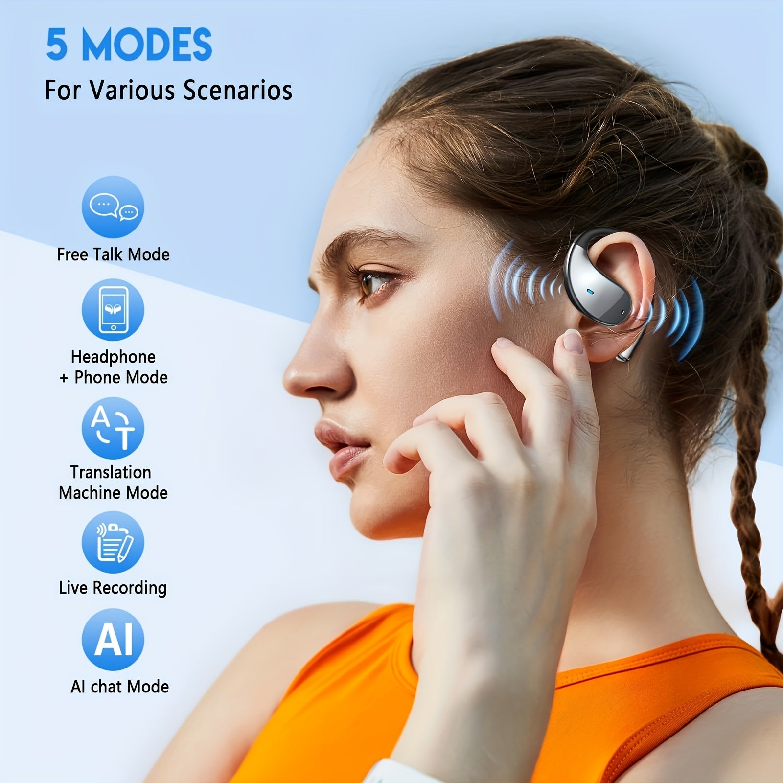 2026 AI Real-Time Translation Earphones: Support 156 Languages And Accents with Triple Real-Time Translation, Wireless Earphones Compatible with IOS And Android, Travel, Business, And Study Translation Device