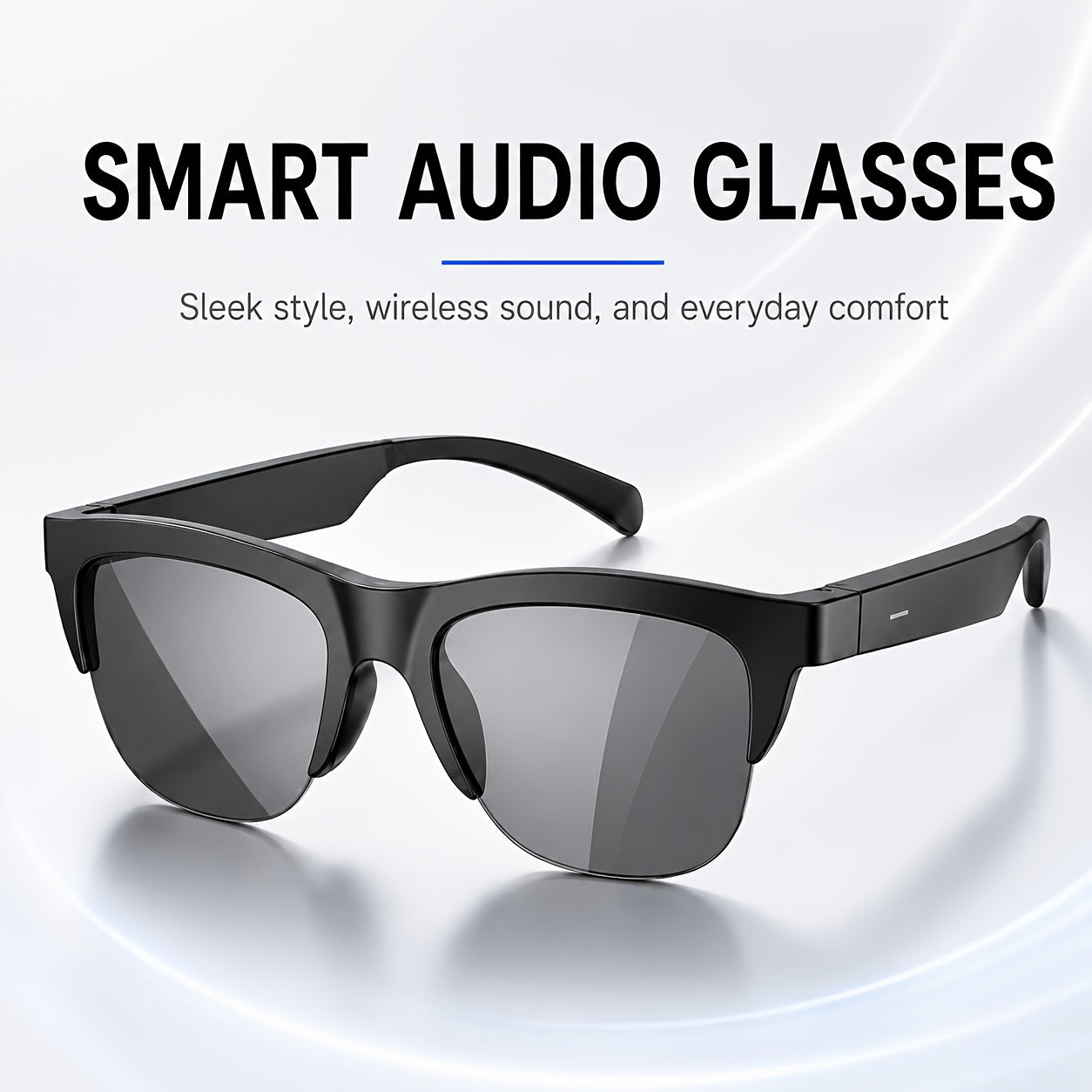 Wireless Smart Audio Glasses, HD Immersive Sound, Built-In Mic for Hands-Free Calling & Music Playback, Lightweight Open-Ear Wireless Eyeglasses, Perfect for Cycling Running Driving Outdoor Sports, Compatible with IOS Android