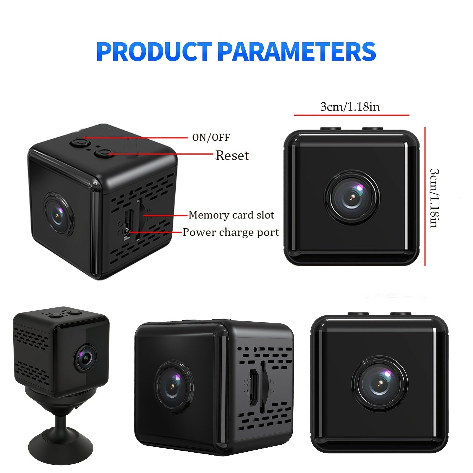 2K Mini Wireless Security Camera with 2.4G Wifi And Night Vision, Continuous Video Recording, Magnetic Mount Home Security Camera - Indoor Surveillance for Baby/Pet Monitoring, Usb/Battery Powered Compact Design, SD Card/Cloud Storage