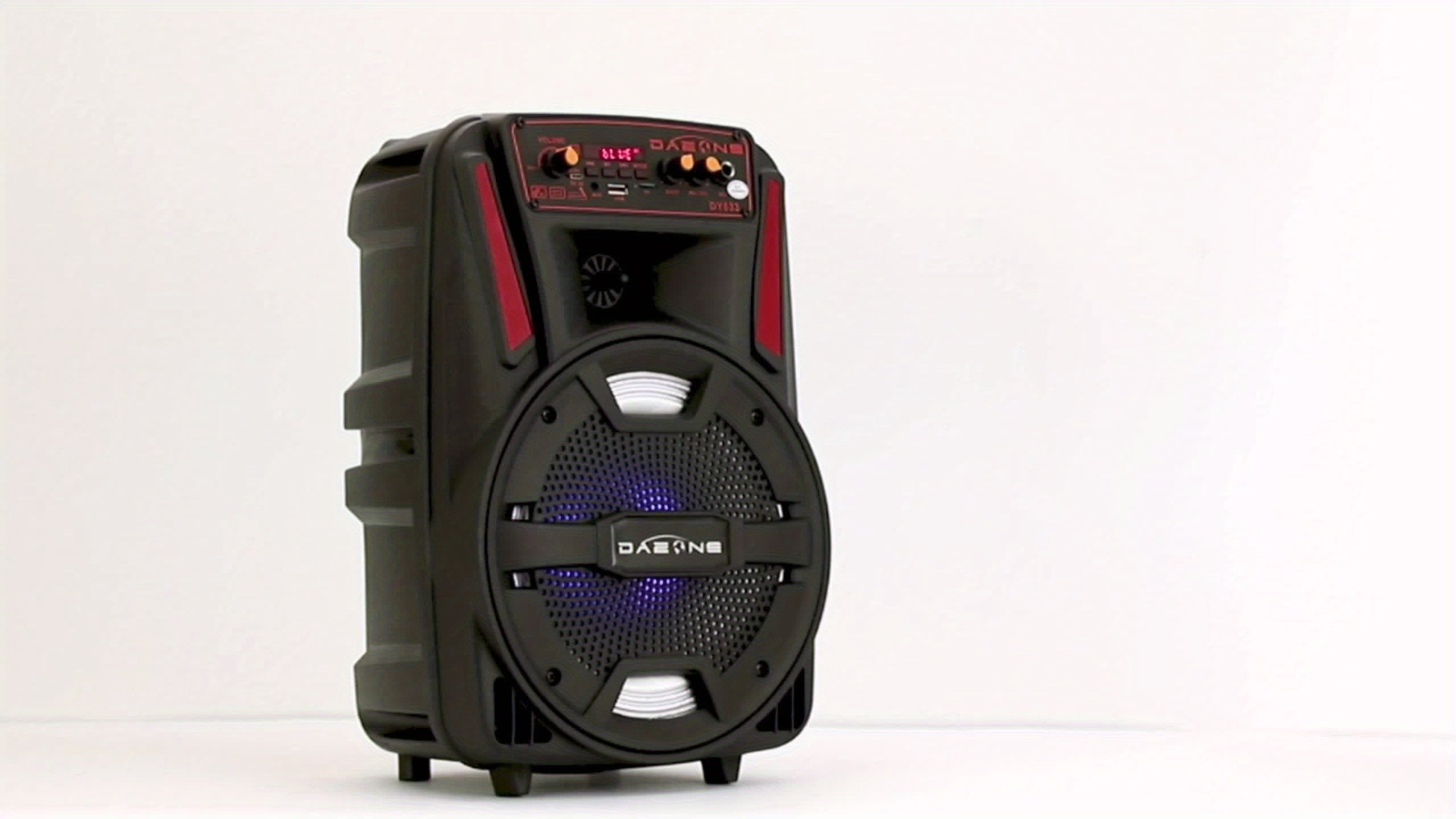 A 1000W Robust Portable Wireless Party Speaker Featuring an 8-Inch Woofer, Equipped with a Wired Microphone, Delivering Deep Bass, And Supporting USB, SD, FM, And AUX Inputs, with an 8-Hour Playtime Suitable for Djing, Karaoke, And Home Gatherings