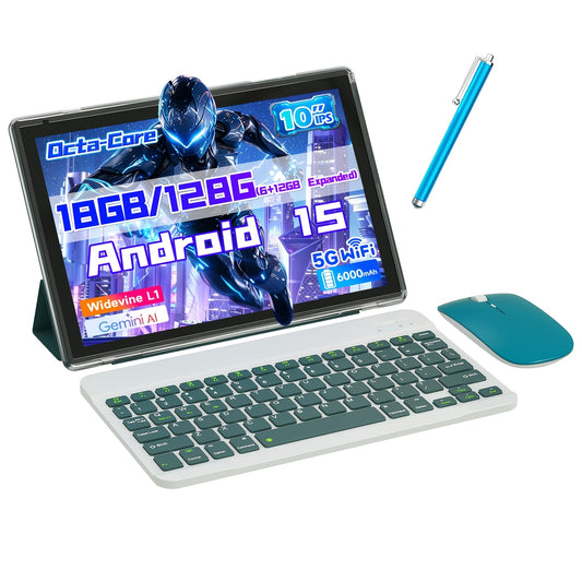 [Android 15 Tablet] Android 15 Tablet 10 Inch Tablet 12GB+6GB RAM + 128GB ROM + 1TB Expanded, RK3562 Quad-Core, 2.4G/5G WiFi Tablet, IPS Touch Screen Tablets, Tablet, Pad