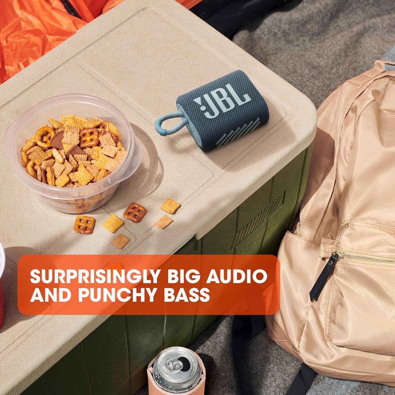 JBL Go 3 Portable Mini Bluetooth Speaker – Big Audio & Punchy Bass in a Pocket-Size Design, IP67 Waterproof & Dustproof for Shower/Beach/Pool, Up to 5 Hours Playtime per Charge, Rugged Fabric & Durable Housing, Integrated Carry Loop, USB-C Fast Recharge,