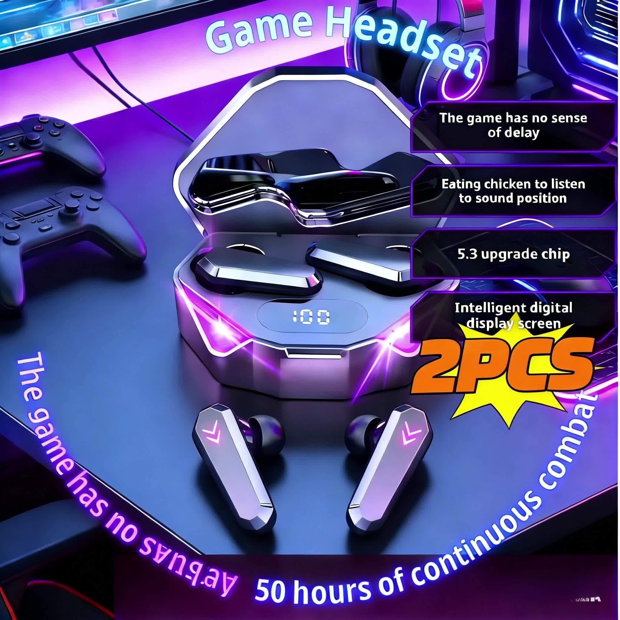 3/4pcs Set (1 Touch Control Black Gaming Headset + 1 Smart Speaker + 1 Wireless Bluetooth Earbuds with Free Fashion Watch) New High-Quality Luminous Gaming Headset (No Gift Box), Long-Lasting. Surround Sound, Immersive Experience. No Gift Box