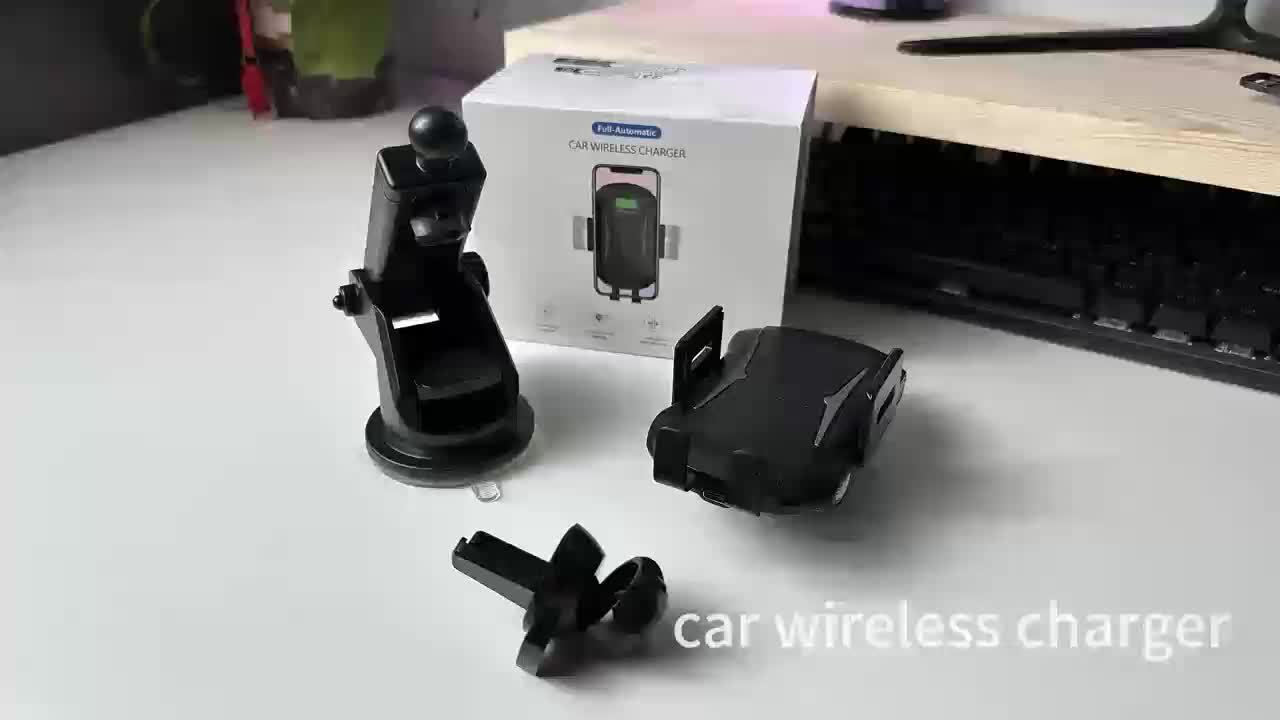 Auto-Sensing Car Phone Mount - Wireless Charger Fast Charge with Vent Clip & Dashboard Suction, Auto-Lock Tech For, Smart Car Holder