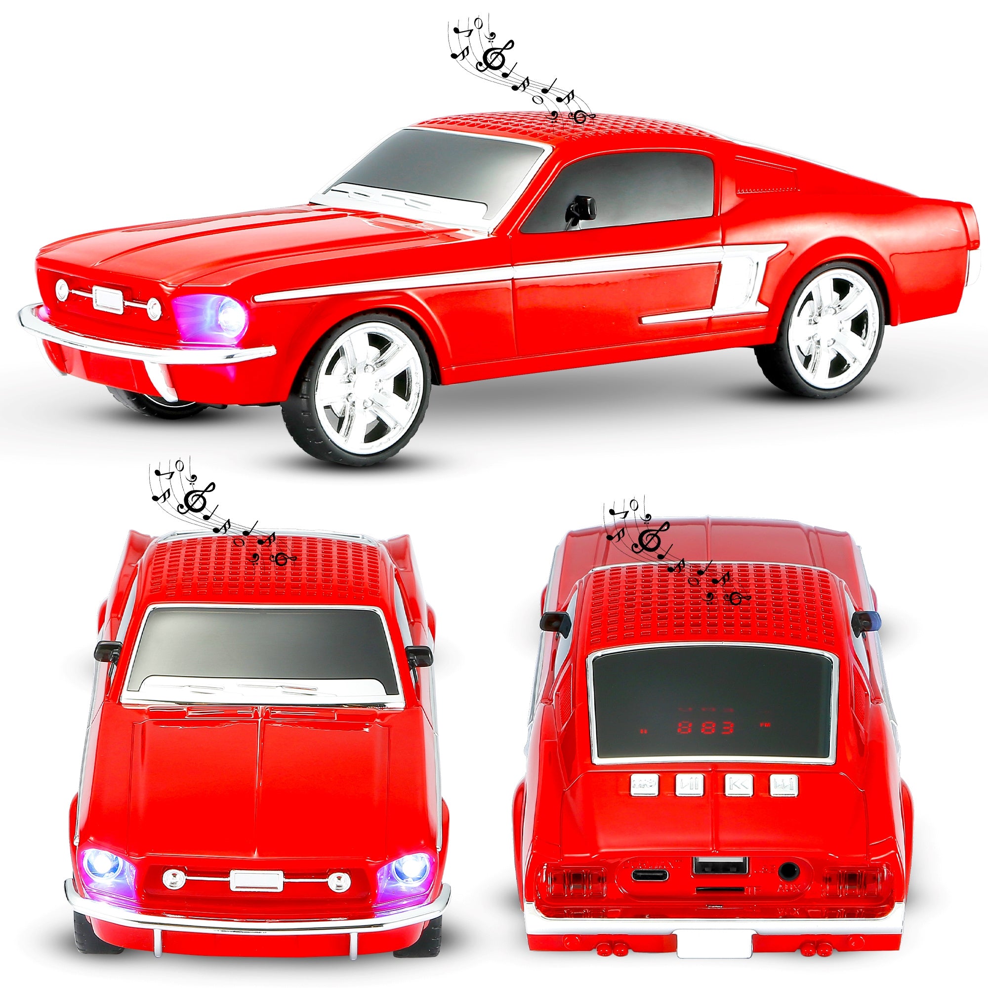Fuzix WS-1967 Car Bluetooth Speaker – Retro Replica Design with LED Lights, Wireless Stereo Sound, FM Radio, USB/TF/AUX Input, Multiple Playback Modes, Rechargeable Battery, Clear High-Quality Audio, Perfect for Home, Travel, Parties & Festival Gifts