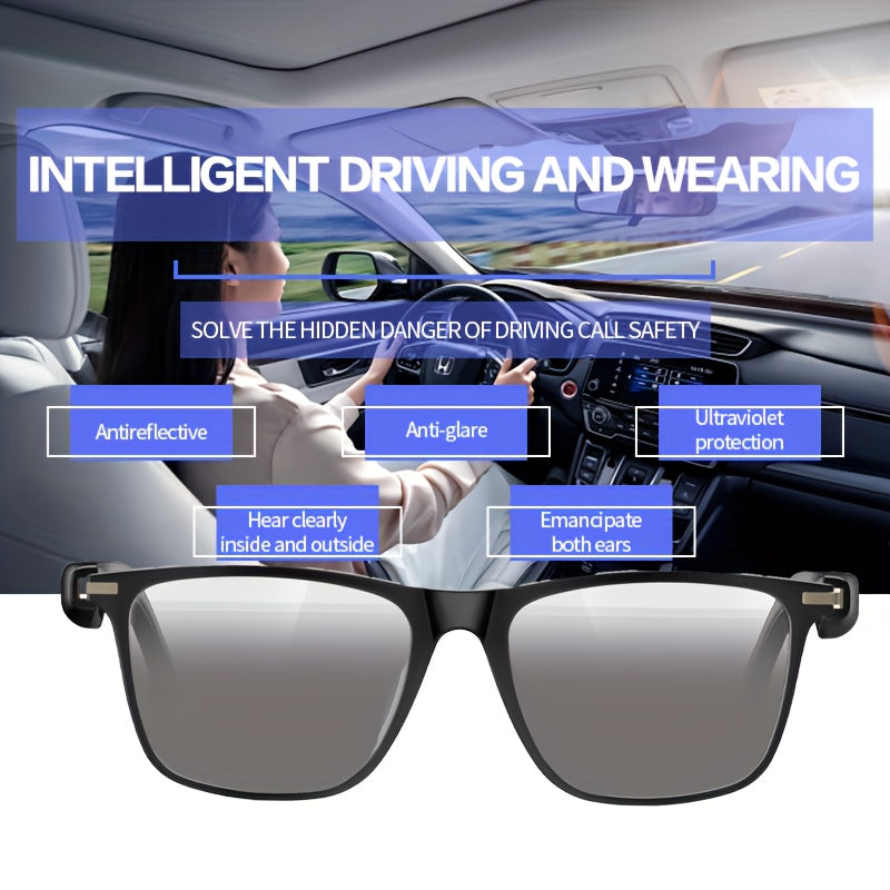 Smart Wireless 5.3 Multi-Functional Glasses, Wireless Call, Play Music, Outdoor Sports, Headphone Rechargeable, HIFI Sound Quality, Long Life, Black Technology, Anti-Blue Light, Anti-Ultraviolet Lens, Unisex, Birthday/Christmas Gift, Halloween Gift