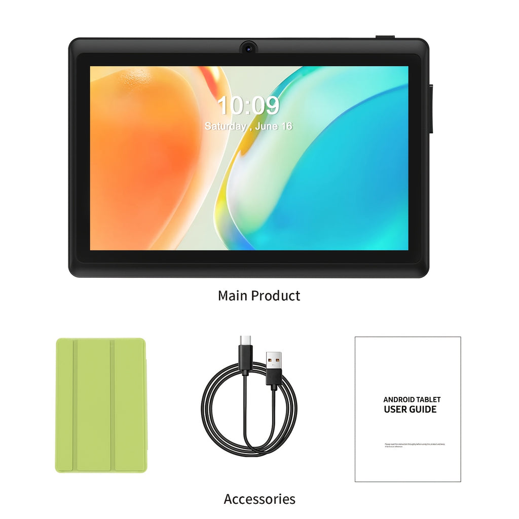 7-Inch Android 13, 4GB RAM (2G+2G Memory Expansion), 32GB ROM, Protective Case, Supports 1TB Storage Capacity, 3500Mah Battery, HD 1024*600 Ips Screen, Dual Camera, Classic Style Wifi Tablet PC, Tablet, Pad, Tablet, Pad