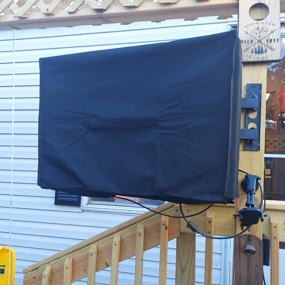 Outdoor TV Cover, Roll Up Front Flap With Non Scratch Soft Liner Protect LED Screen, Zipper Access Weatherproof TV Protector, Outside Television Cover Fit Wall Mount