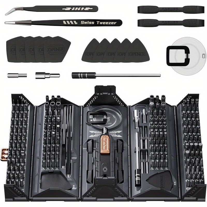 [Professional Repair Kit] 180-In-1 Manual Precision Screwdriver Set, Container Modeling Design, Angular, Stylish, Professional Magnetic Repair Kit, Suitable for Laptops, Mobile Phones, Cameras, Tablets, Household Appliances, Glasses, Game Consoles, Etc