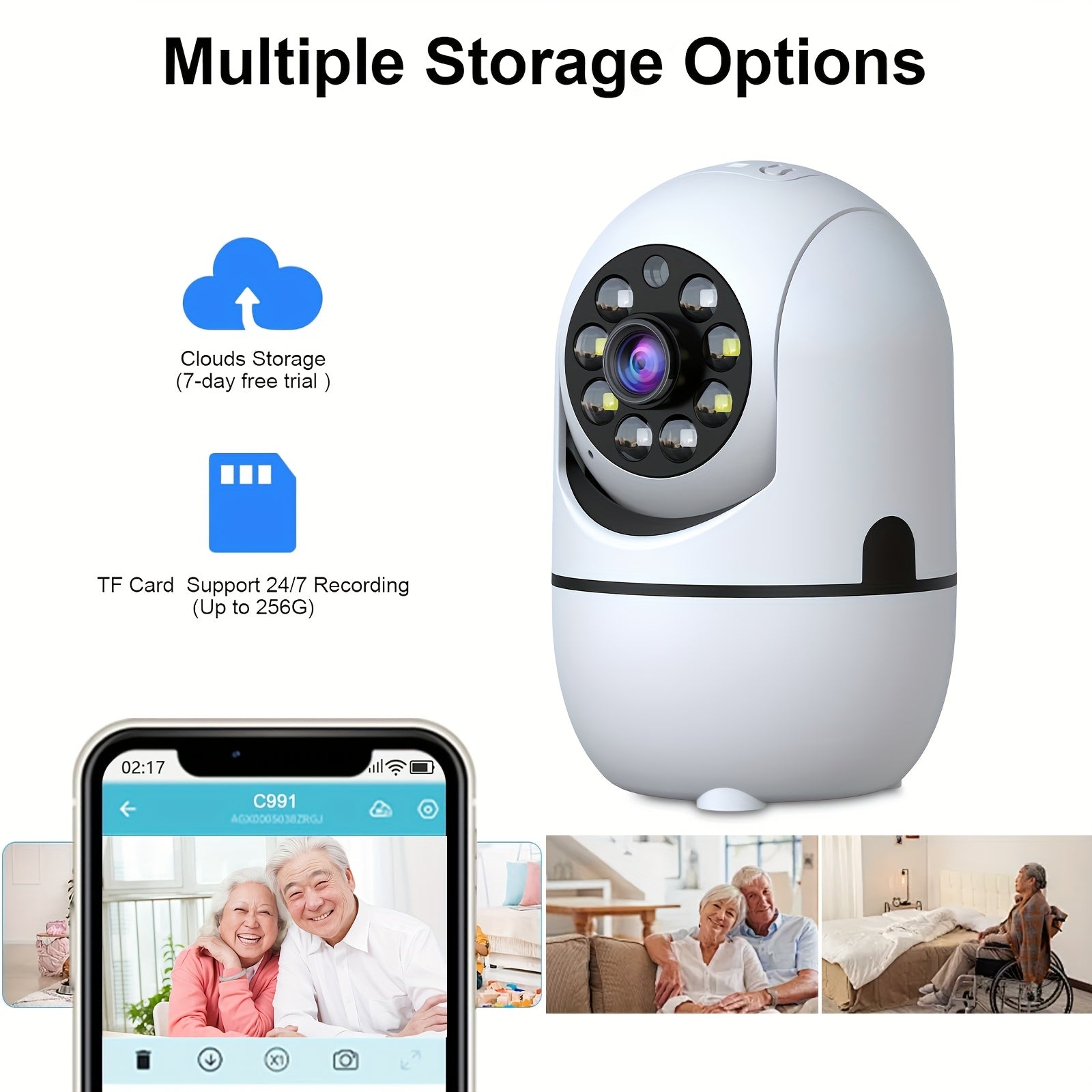 4pcs Wireless Security Camera Indoor with 355° Pan & Tilt, Night Vision, Motion Detection, 2-Way Talk, Baby/Pet Monitor, 2.4/5G WiFi, Support Cloud & Max. 256G SD Stroage, Alexa Compatible