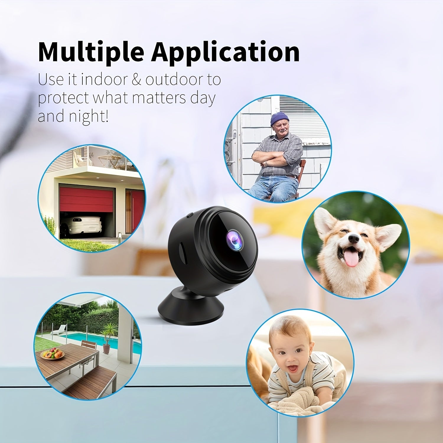 4pcs Wireless Surveillance Camera A9 with 150° Adjustable Rotation & Wide-Angle Lens - Night Vision & Motion Detection 2.4GHz WiFi APP Control Smart Security Camera for Home/Office/Pet/Baby Car Monitoring, Indoor Mini Compact Camera, Cloud/SD Storage