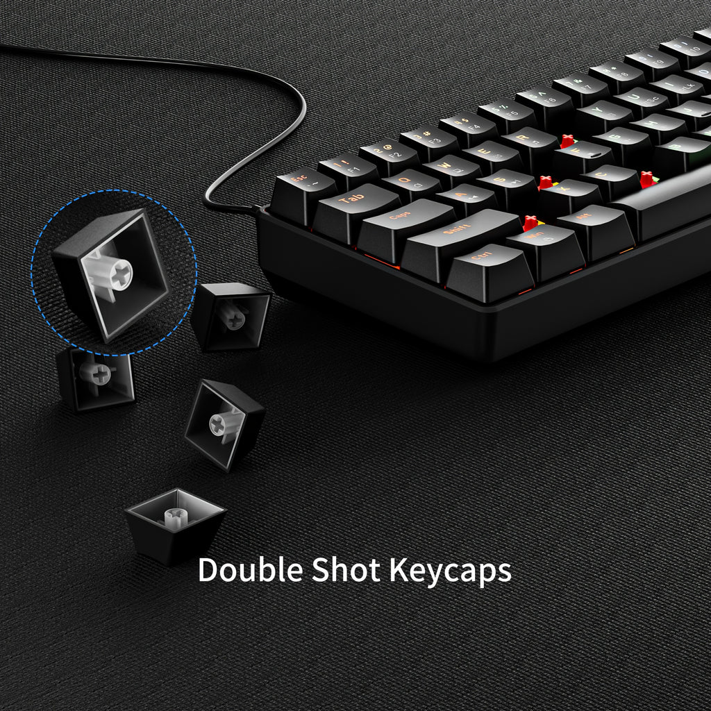 Hot Swappable Blue Switch Red Shaft 61-Key Mechanical Wired 60% Mechanical Gaming Keyboard, RGB Backlight Keyboard, Portable Mini Keyboard, Suitable for Windows Laptop, Cyan Axis