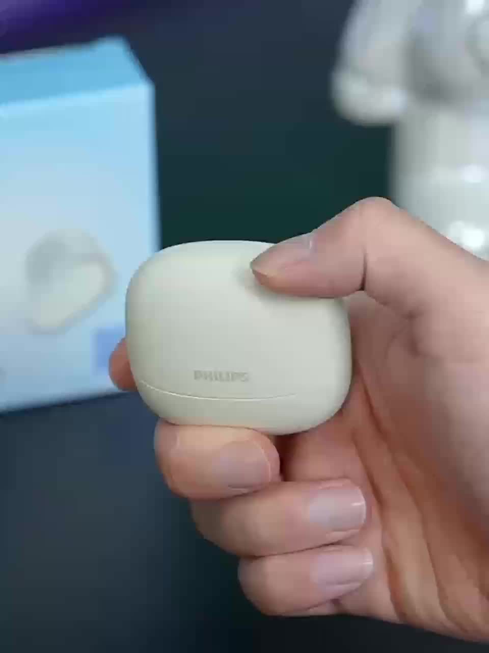Philips True Wireless Earbuds with LED Power Display - Stereo In-Ear Headphones, Microphone for Calls, Large Capacity Charging Case, Extended Design for All Smartphones, TAT2169