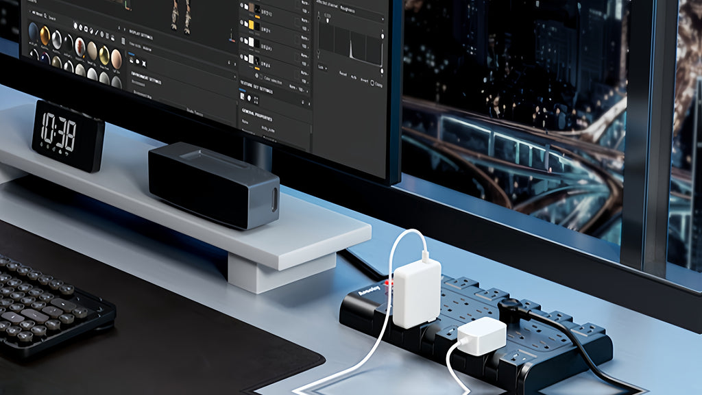 Extension Cord 5/7/13ft, Surge Protector Power Strip with 6 USB Charging Ports(24W/4.8A) And 22 AC Outlets(1875W/15A), 2100 Joules, Flat Plug Power Outlet, Wall Mount, Switch, Overload Protection for Home, Office, Dorm, Gaming Room, Black