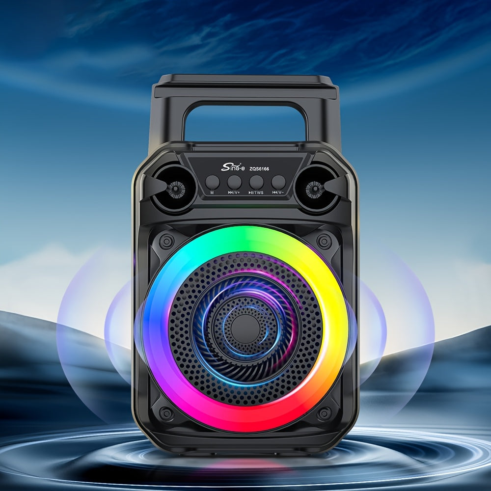 Portable Wireless Speaker with Microphone & Bass - Compatible for Outdoor/for Street Karaoke, TWS Stereo Sound, TF/SD Card Player, Low-Power Amplifier (<5W) - - PA System for Parties, Singing, Computer, DVD