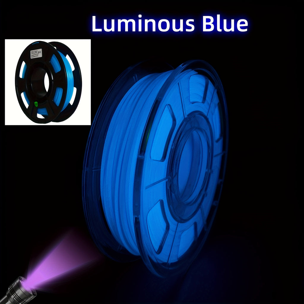 [Luminous PLA Filament] PLA 3D Printer Filament PLA Filament 1.75mm, Neatly Wound Luminous PLA 3D Printer Filament, Dimensional Accuracy +/- 0.02mm, 200G/ 0.44LB Fit Most FDM 3D Printers ( Glow Blue, Glow Green)
