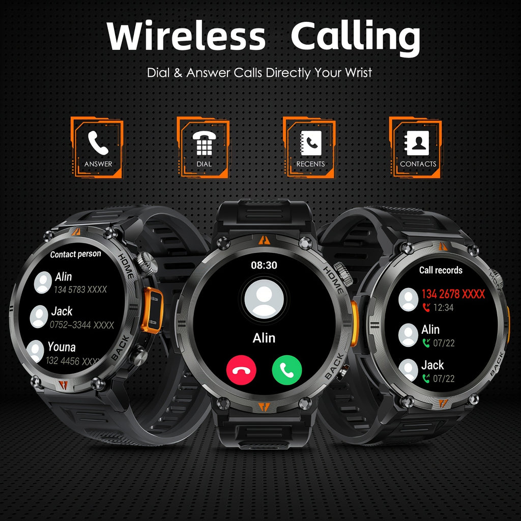 Smart Watch for Men, Wireless Answer Make Calls, Message Notification, HD Touch Smartwatch, Step Counter Sports Smart Watch, Compatible with iPhone and Android Phones