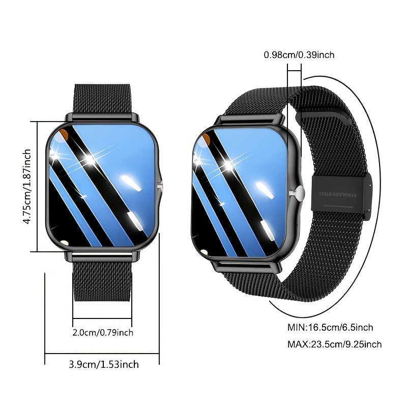 Touchscreen Smartwatch for Men And Women Wireless Calling/Message Alerts/Music Playback Multiple Sports Modes, Weather, Stopwatch, Timer, Alarm Magnetic Charging Compatible with Android And iPhone Systems Two Strap Options, Multiple Color