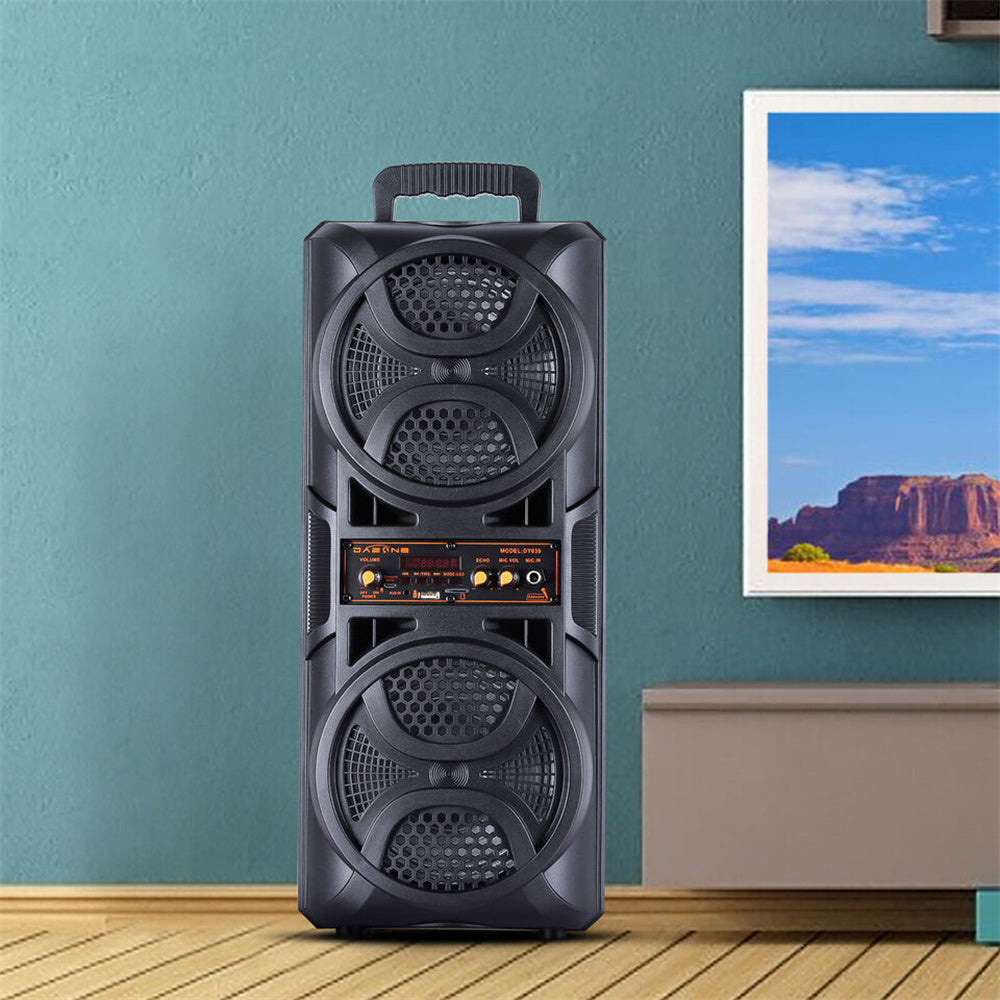 3000w Portable Wireless Bluetooth Speaker Sound System Party Dj karaoke Dual 6.5" Woofer Speaker Led Light With Microphone Rechargeable USB FM AUX TF TWS With a Pull Rod and Wheels Outdoor Speaker
