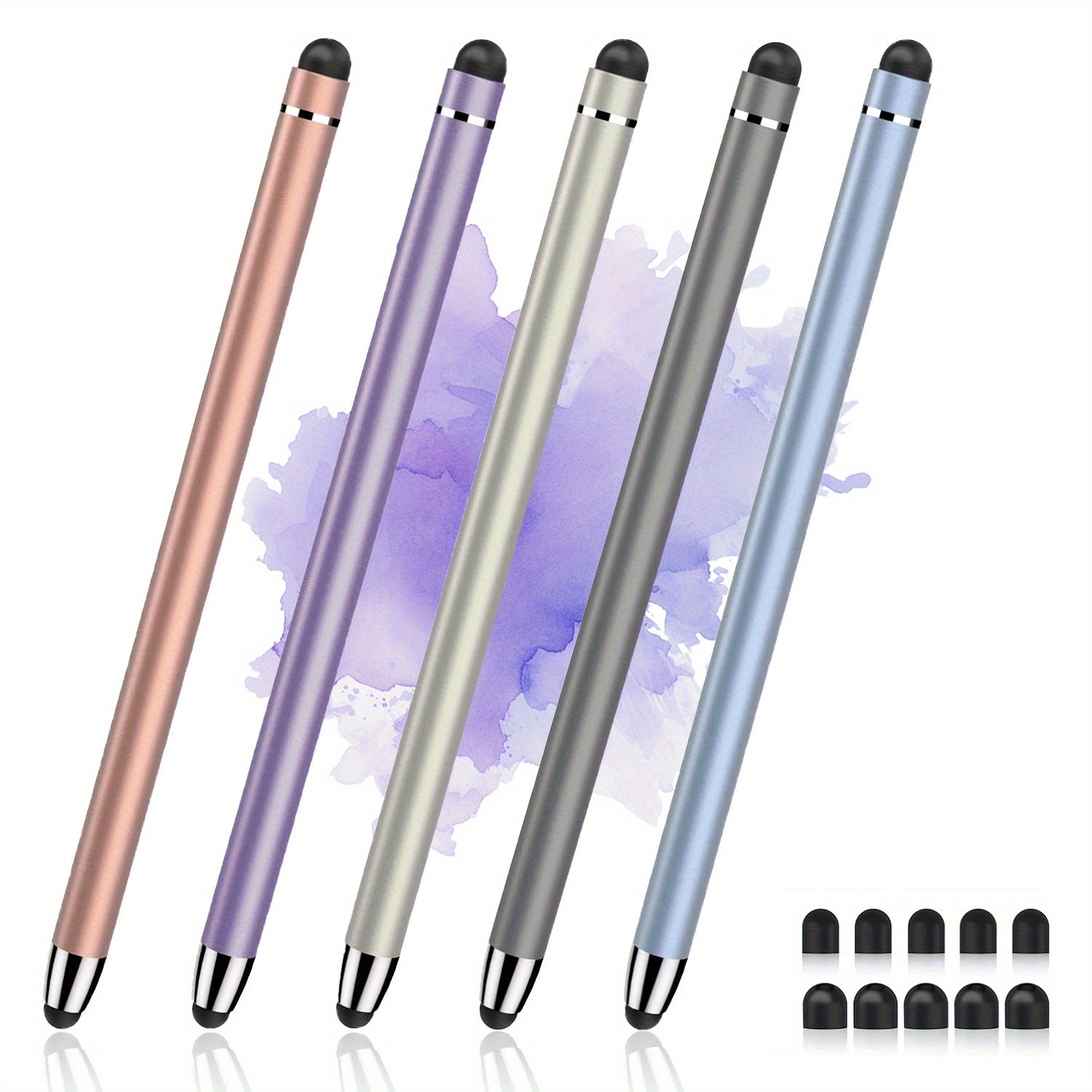 2in 1 Stylus Pen Set for Touch Screens - High Precision And Sensitivity - Compatible with iPhone iPad Android-5 Pens with 10 Extra TipsGreat Value Set, Father's Day Gift Idea