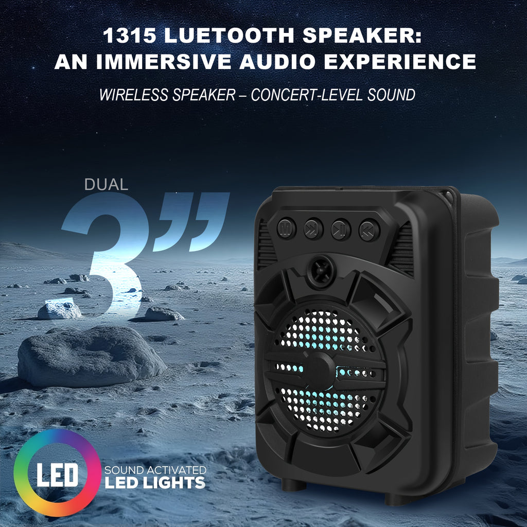 Wireless Speakers, Loud Sound, Wireless Stereo, High Quality, Extra Bass, LED Light, Portable Compact Speaker for Shower, Outdoor, Beach, Home, 10 Hours Playtime. Gifts for Men And Women