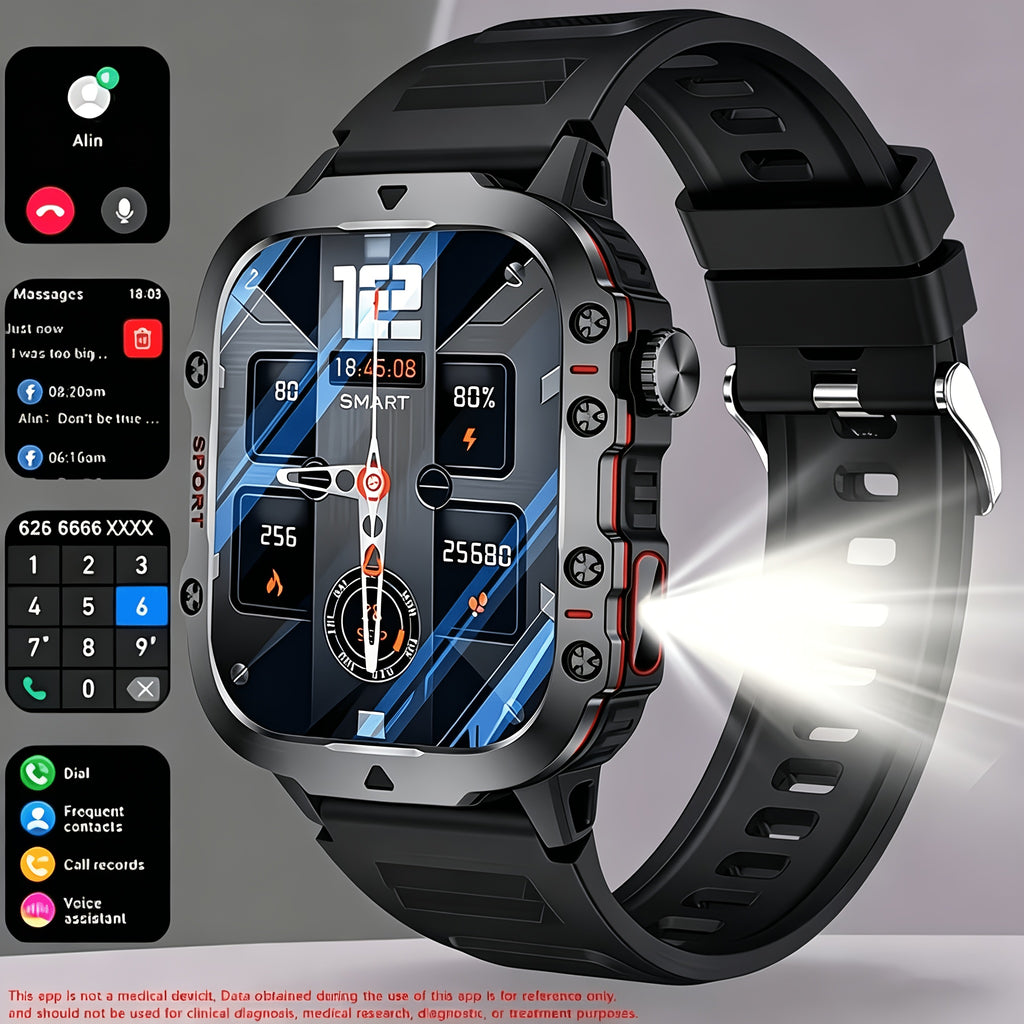 Large-Screen Smartwatch Compatible for iPhone & Android, Wireless Smartwatch with Wireless Calling/SMS, Fitness Tracker, Remote Camera Control, USB Rechargeable Smartwatch Suitable for Men & Women, Clear Display, Modern Design for Travel Gift