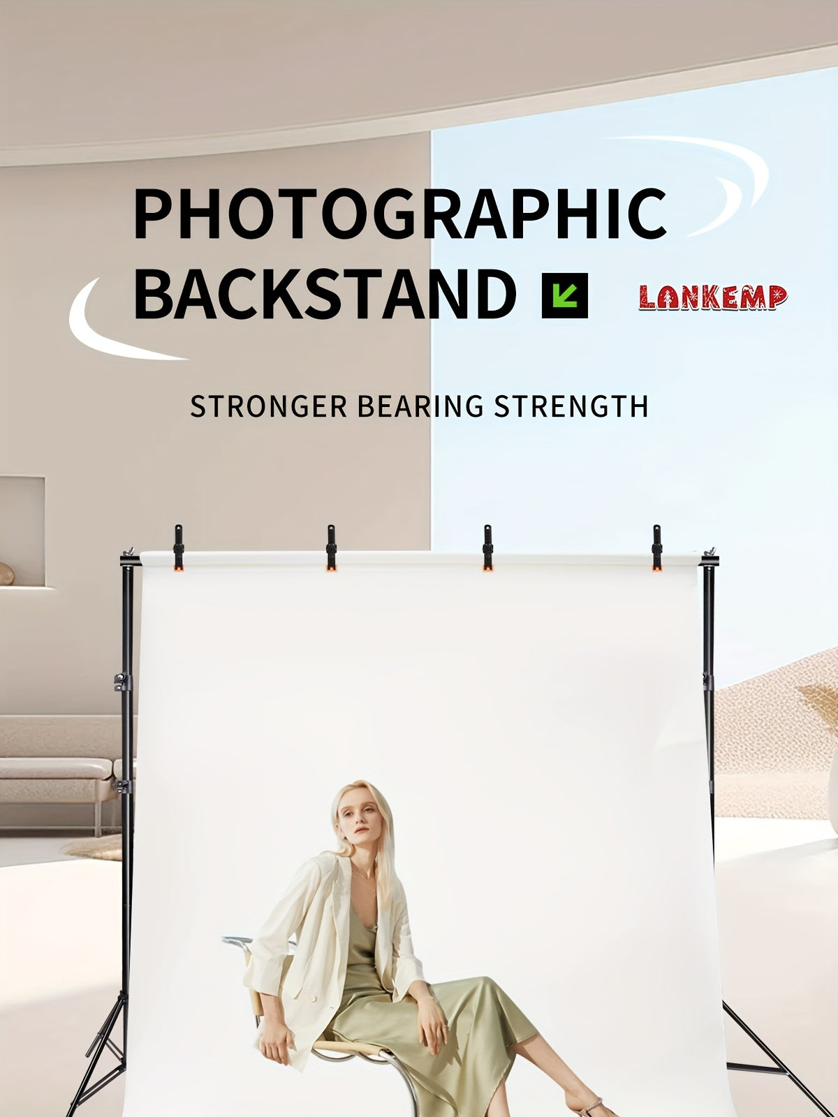 LANKEMP, with Dimensions Around 6.6 by 6.6 Feet (About 2 by 2 Meters), Is a Photography Backdrop Kit Ideal for Events. It Includes Four Clips, Making It Perfect for Weddings, Decorations, Parties, Photo Booths, And Projection Screens