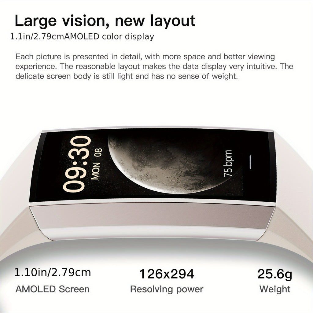[Smart Sports Watch] 2026 New Upgraded Smart Bracelet, Sports Watch, 1.1-Inch AMOLED Touch Screen Sports Watch, Ultra-Thin Body, 14-Day Long Battery Life, 25 Fitness Modes, Sleep Tracking, Weather Forecast, Music Control, Stopwatch, Alarm Clock Reminder
