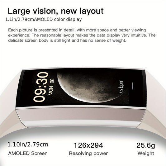 [Smart Sports Watch] 2026 New Upgraded Smart Bracelet, Sports Watch, 1.1-Inch AMOLED Touch Screen Sports Watch, Ultra-Thin Body, 14-Day Long Battery Life, 25 Fitness Modes, Sleep Tracking, Weather Forecast, Music Control, Stopwatch, Alarm Clock Reminder