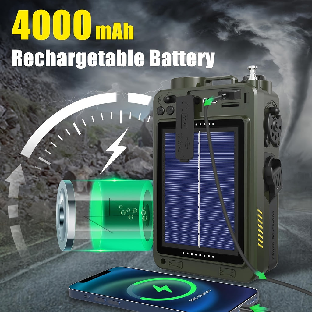 Digital Shortwave Radio Winter Storm Survival Gear with AM/FM/SW NOAA Weather Alert, 4000mAh Emergency Radio Hand Crank Solar, 5W Speaker/SOS/Flashlight/Support SD Card USB MP3 Player for Emergency
