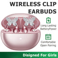 Clip On Earbuds, Open Wireless Earphones, With Detachable Beautiful Synthetic Gemstonestone Earrings, HD Stereo Sound, ANC Noise Reduction, Hands-Free Call, Designed For Exercise/ Sports/ Work/ Study/ Outdoors, Compatible With All Smartphones