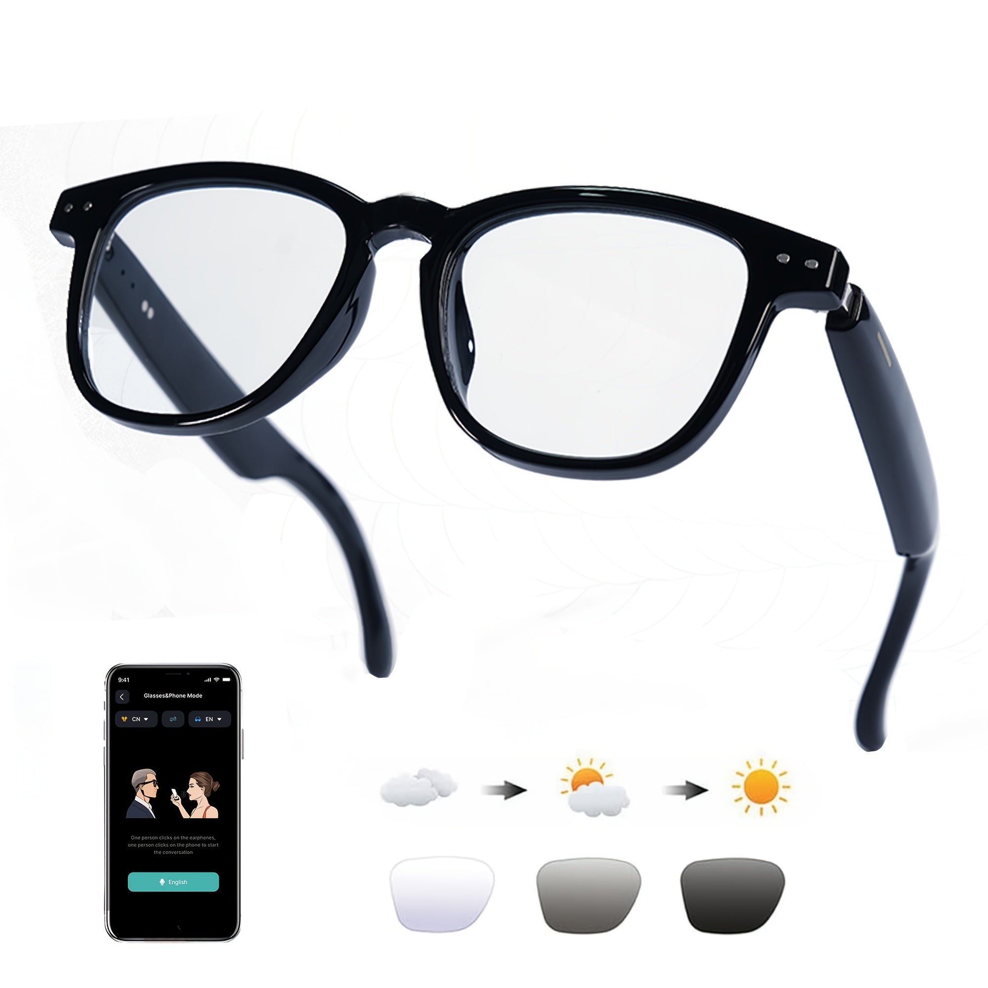 OICIIDO New AI Smart Glasses Support Real-time Translation for 160+ Languages And Video Translation. Equipped with Chat GPT System. Multifunctional Audio Glasses for Men And Women. Built-in Microphone And Speaker. HD Voice Calls And Hi-Fi Music