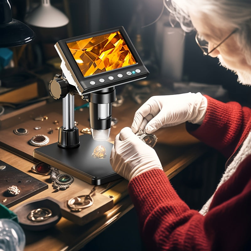 4.3" Coin Microscope, IPS Digital Microscope for Adults, Coin Magnifier with 8 LED Lights, Windows Compatible, Include 32GB Memory Card