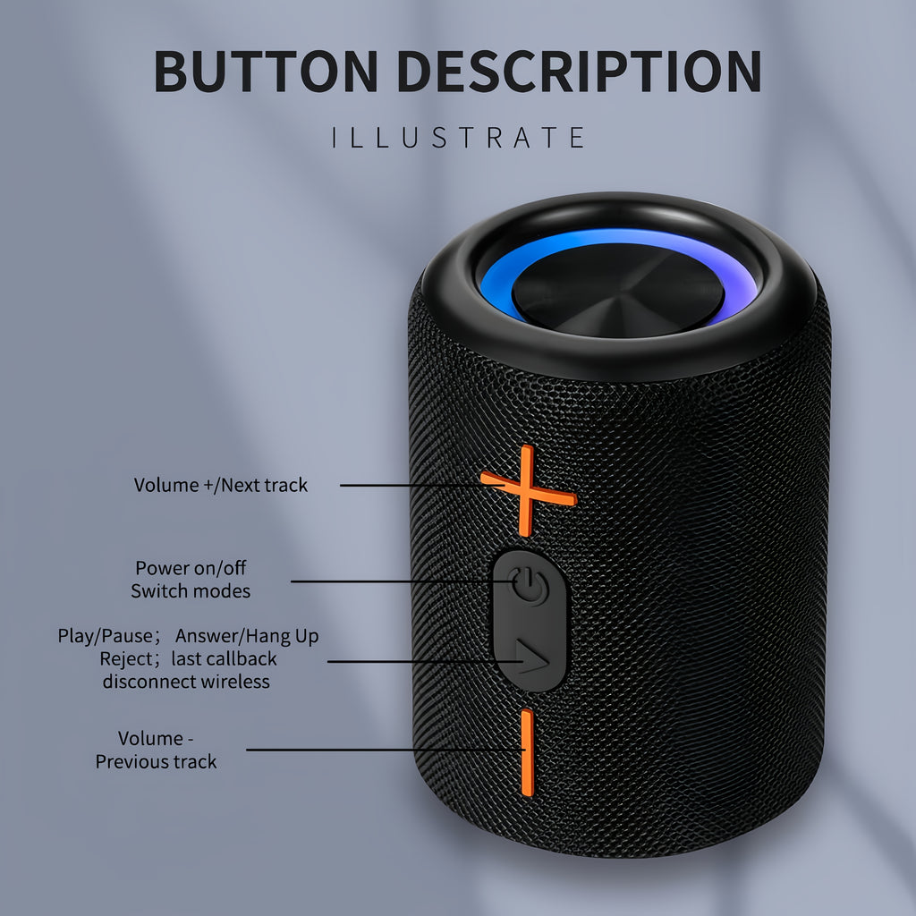2-in-1 Wireless Speaker | Dual-channel Wireless Stereo Design with RGB Breathing Lights, Dual-mode Battery/USB Operation | Perfect for Indoor/Outdoor Parties, Offices, Bedrooms, Kitchens