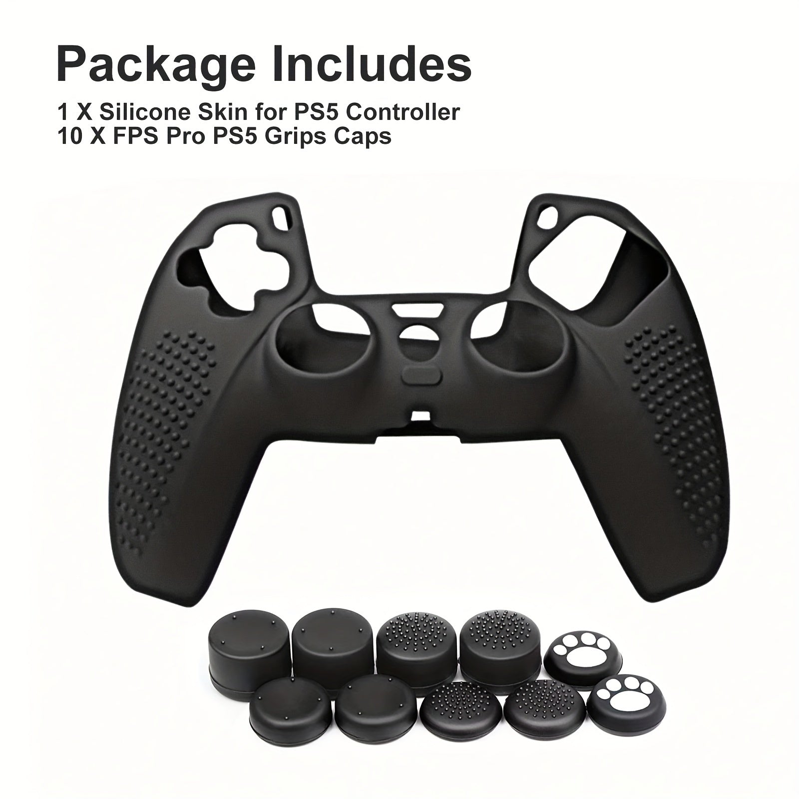 Silicone Cover Protector Case, Grip Protective Case, with 10 Thumb Grips Caps, Accessories Set for PS5 Controller