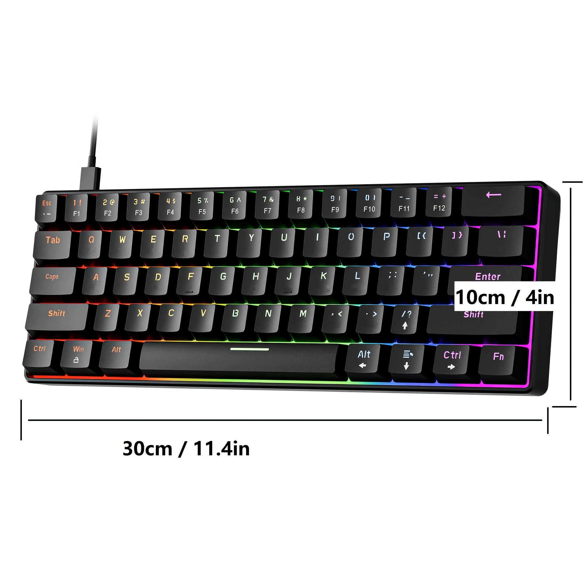 Hot Swappable Blue Switch Red Shaft 61-Key Mechanical Wired 60% Mechanical Gaming Keyboard, RGB Backlight Keyboard, Portable Mini Keyboard, Suitable for Windows Laptop, Cyan Axis