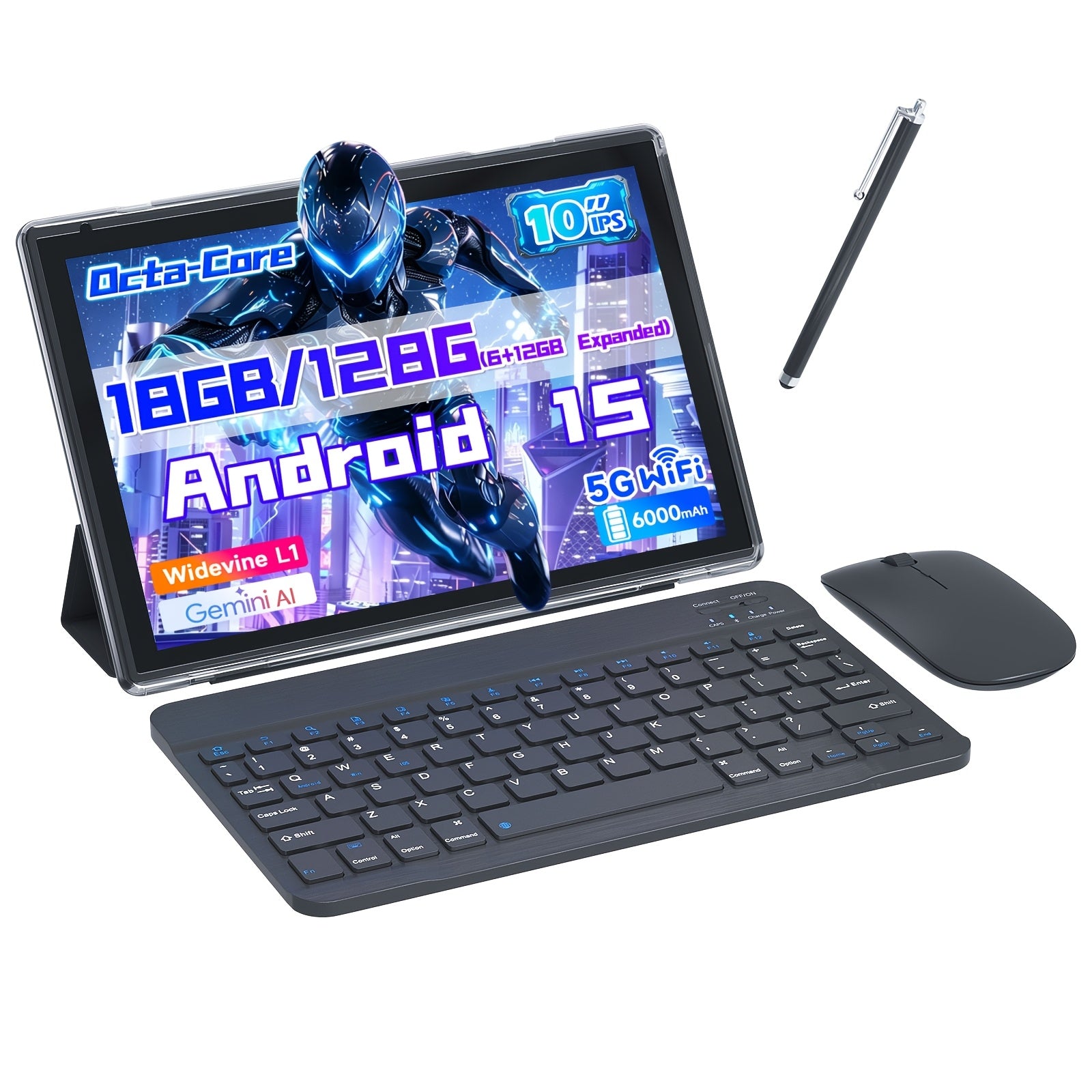 [Android 15 Tablet] Android 15 Tablet 10 Inch Tablet 12GB+6GB RAM + 128GB ROM + 1TB Expanded, RK3562 Quad-Core, 2.4G/5G WiFi Tablet, IPS Touch Screen Tablets, Tablet, Pad