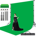 10x10ft Backdrop Green Screen with Stand Kit, 7.5 X 10ft Portable Backdrop Stand Kit with Carrying Bag And 4 Clamps for Photoshoot Portraits Party Video Recording