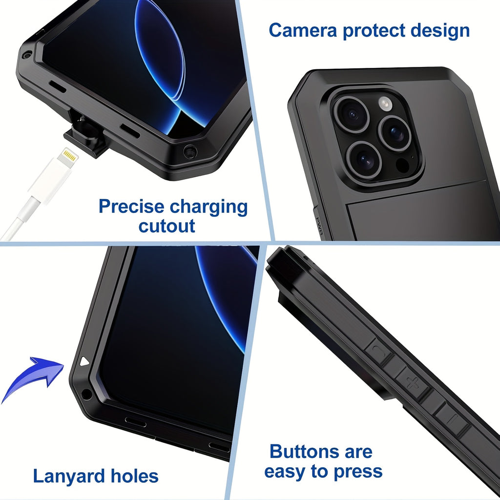 [Perfect Gift] Phone Case - for Iphone 11/12/13/14/15/16/17 Air/Plus/Pro/Pro Max Case - Anti-Drop, Dustproof And Full-Body Protection - Heavy Duty Metal And Silicone Shockproof Phone Case - High-End Fashion, Perfect Gift