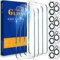 8 Pcs/set Tempered Glass Screen Camera Lens Protector For iPhone 17 16 15 14 13 12 11 Pro Max with 4 Pcs Screen Protector & 4 Pcs Camera Lens Protector