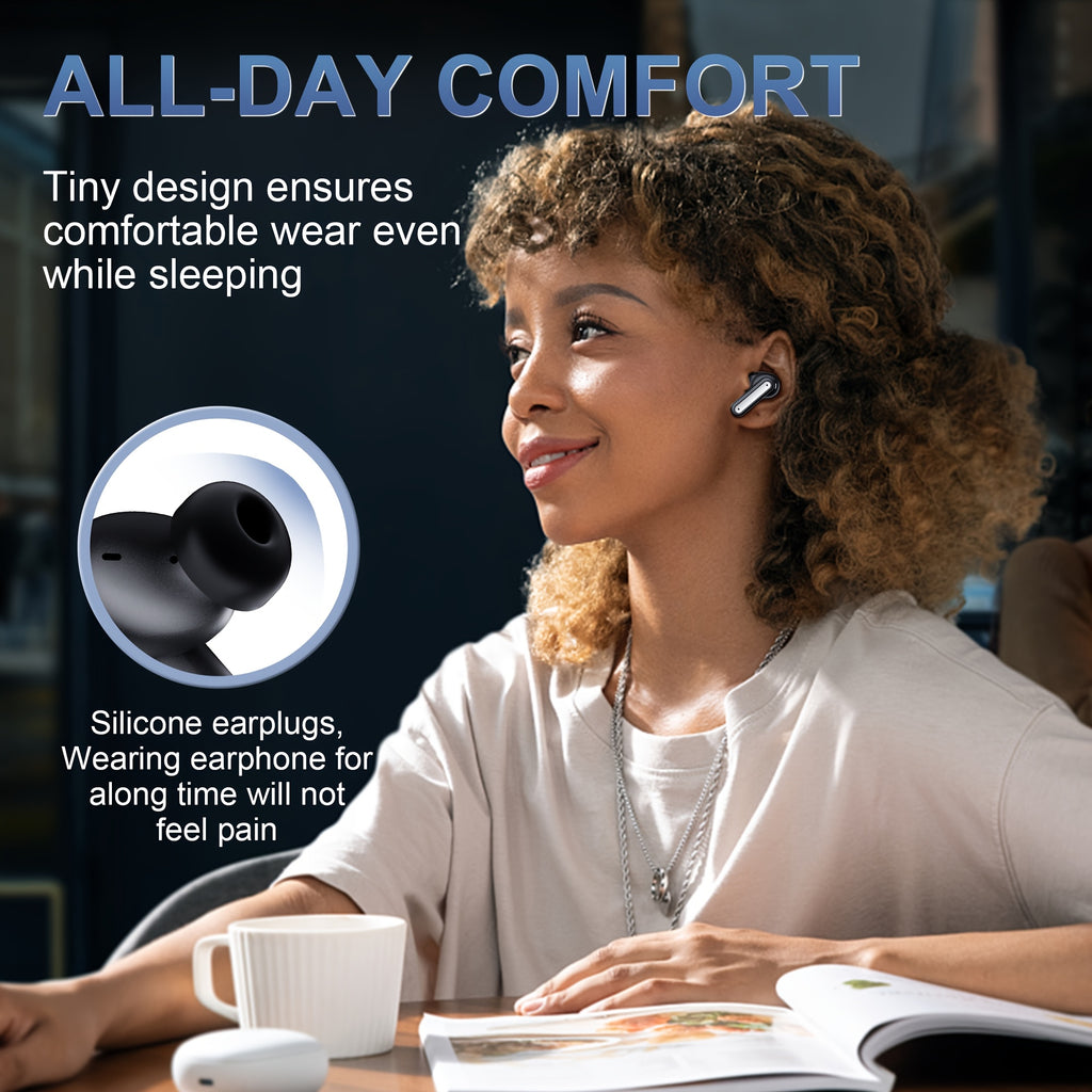 ANKRIYUL Wireless Stereo Earbuds, Sports Headphones Featuring ENC Noise Cancellation, Designed for Smartphones, Laptops, Tvs, Music, And Calls, Complete with a Charging Case.