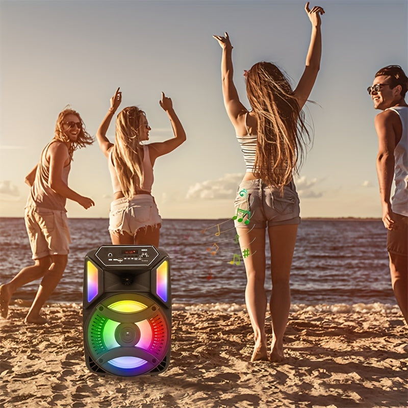 1100W Portable Wireless Speaker with Lighting, Loud Subwoofer Stereo, Bass Technology, Speaker Stand And Microphone, Built-In 1800Mah Rechargeable Battery, Long Playback Time for Outdoor Parties