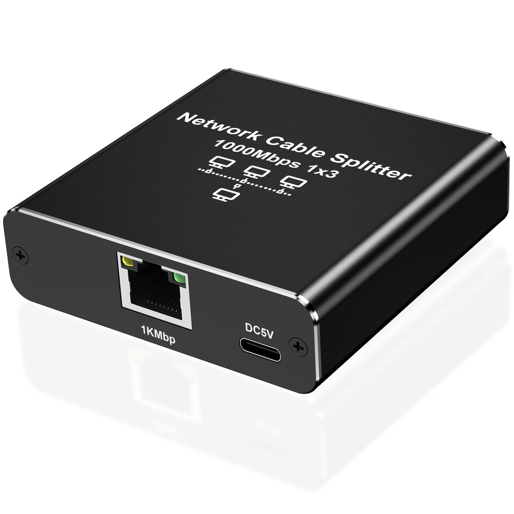 2025 New 1000Mbps 3-Port POE Ethernet Splitter - Reliable Network Extender for Computers, Laptops, Routers & Set-Top Boxes, 1 in 3 Out, 1000Mbps Speed, 5/5e/6/7/8 Cat Cable Compatible, 3 Devices Network Splitter, Ethernet Splitter | Compact Ethernet Split