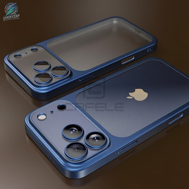 Phone Case: Luxury Matte Transparent Wireless Charging Phone Case for iPhone 12/13/14/15/16/17 Air Pro Max with Shockproof Lens Film and Clear Back Cover