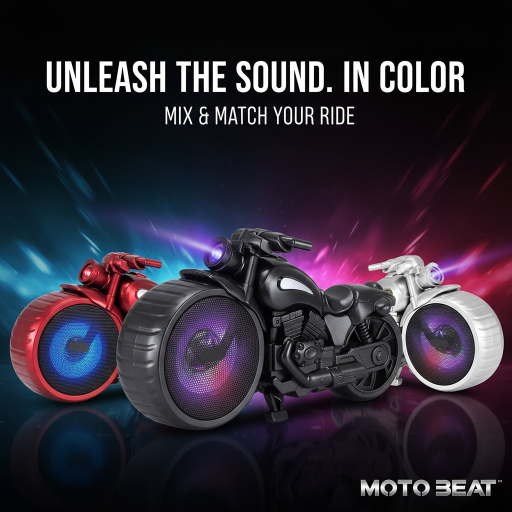 [Black/Red/Sliver Random] Portable Wireless Speaker, Retro Motorcycle Speaker, USB & TF Card Support, Front & Rear Flashing Lights, Stereo Sound, Portable Design for Home & Outdoor Use, Vehicle Audio Upgrade, Modern Car Accessory